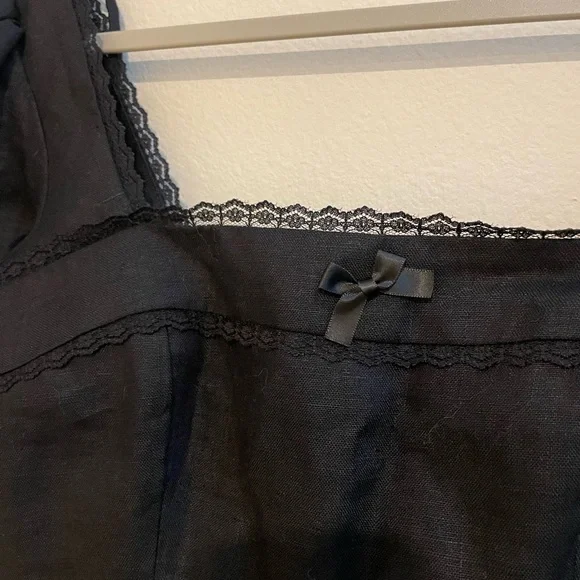 Reformation Evianna Linen Mini Dress in Black - Picture 3 of 5